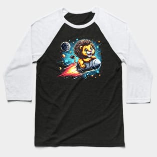 Majestic Lion Takes Flight to the Cosmos Baseball T-Shirt